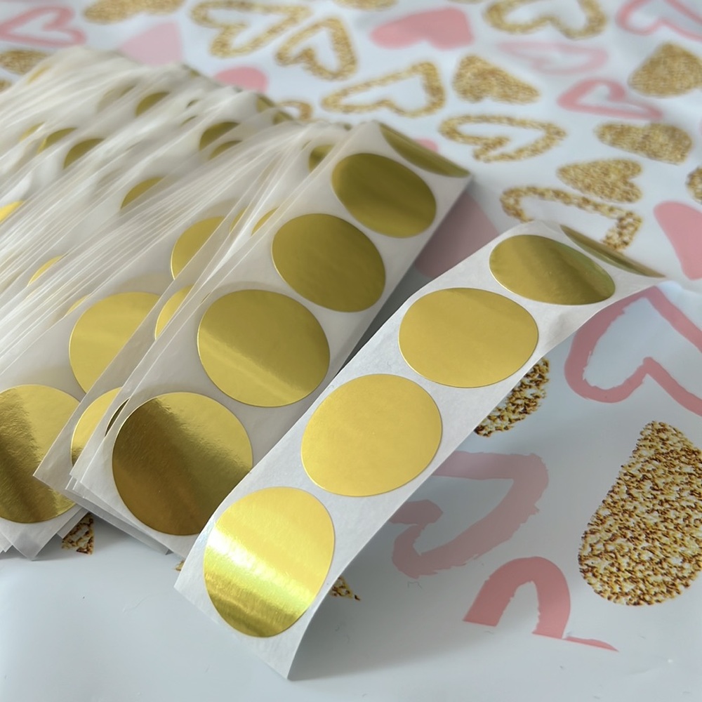 2/20$ 120 pcs Round Gold Foil Stickers 1" inch